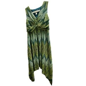 Green Chico Brand Dress- Maida Ikat Sleeveless Handkerchief EUC size 0